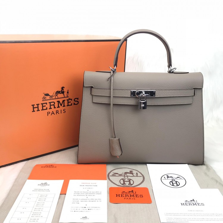 HERMES KELLY 32 VİZON GUMUS